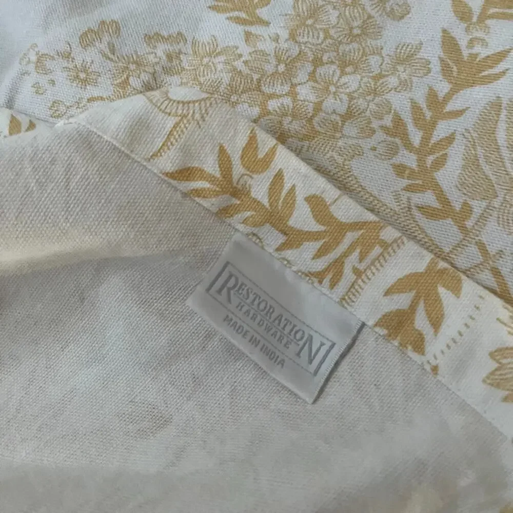 Restoration Hardware Golden Yellow Shower Curtain Cotton Floral Toile Damask